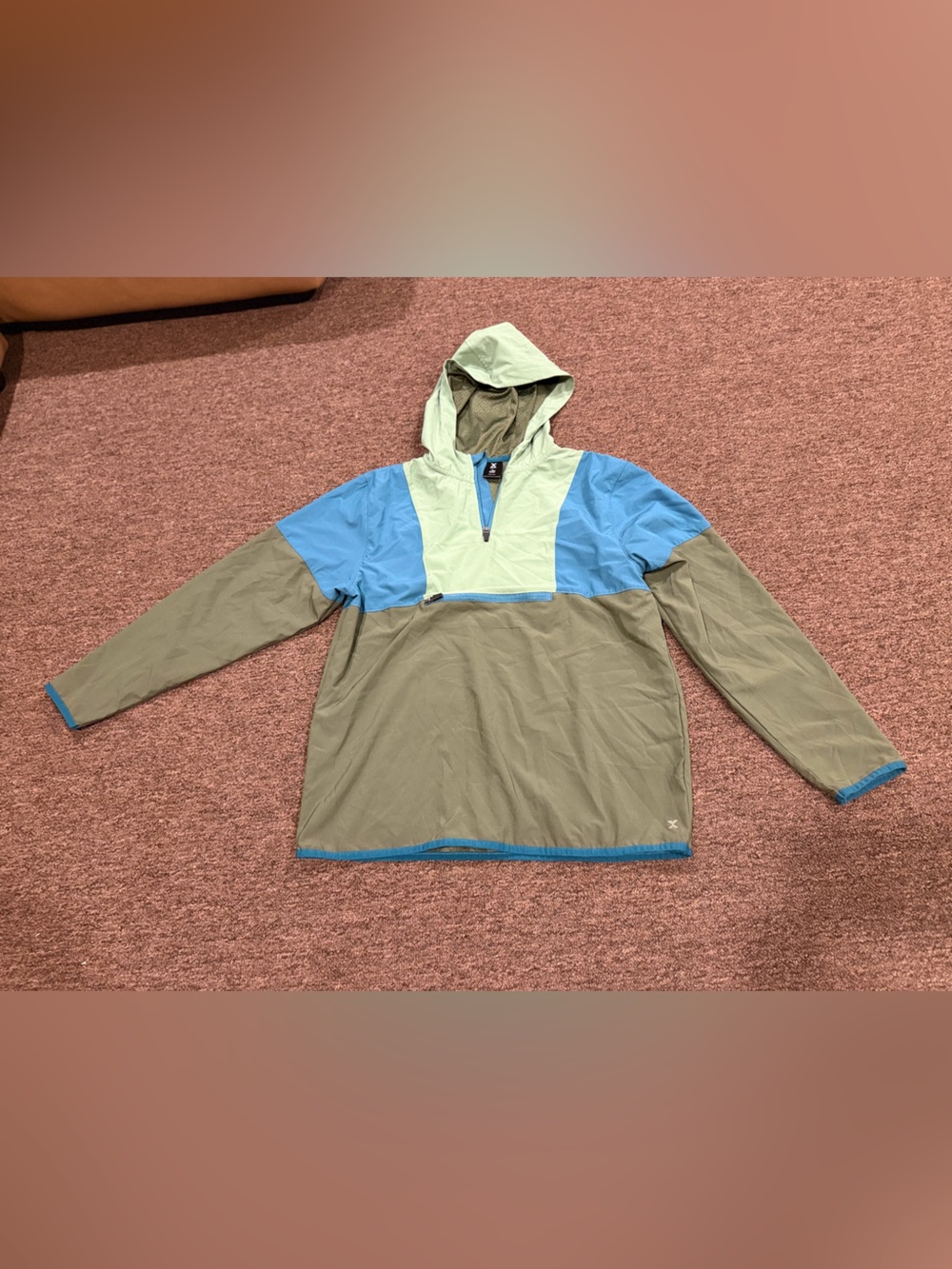 Boys Husky 18-20 EUC Kids Colorblock Lightweight Xersion Jacket Blue & Olive